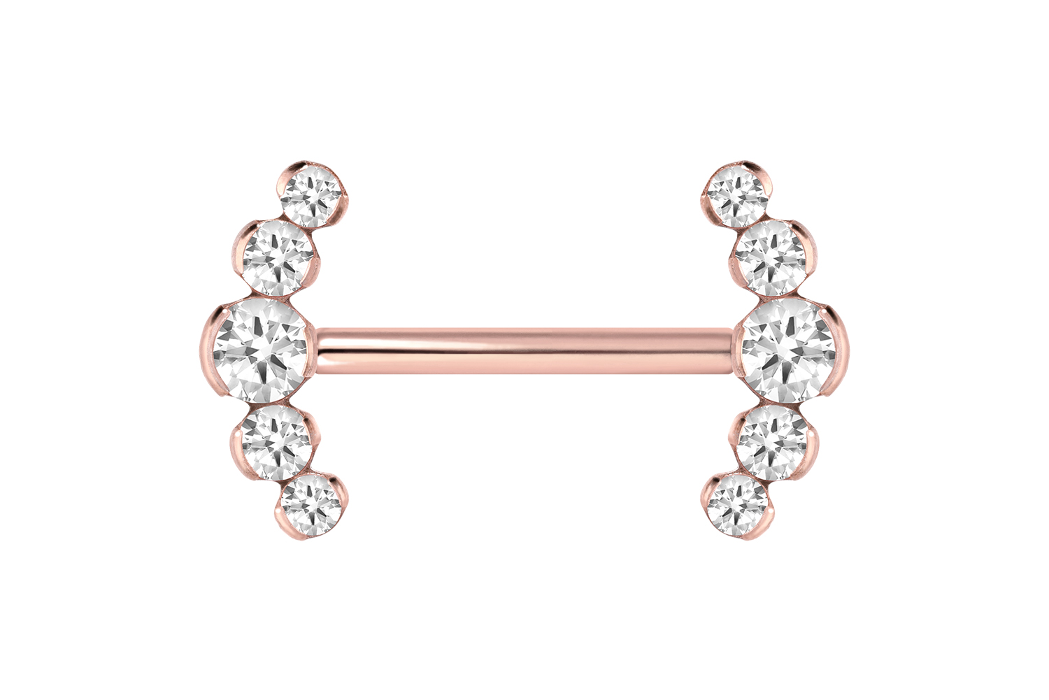 Titan Barbell Piercing mit Push Fit 5 KRISTALLE